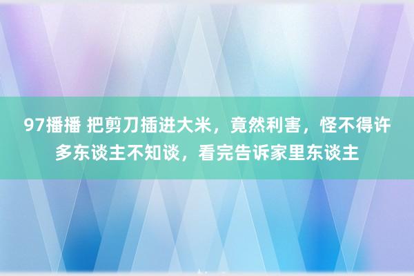97播播 把剪刀插进大米，竟然利害，怪不得许多东谈主不知谈，看完告诉家里东谈主