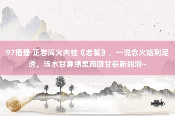 97播播 正岩高火肉桂《老饕》，一说念火焙到足透，汤水甘醇绵柔而回甘崭新甜滑~