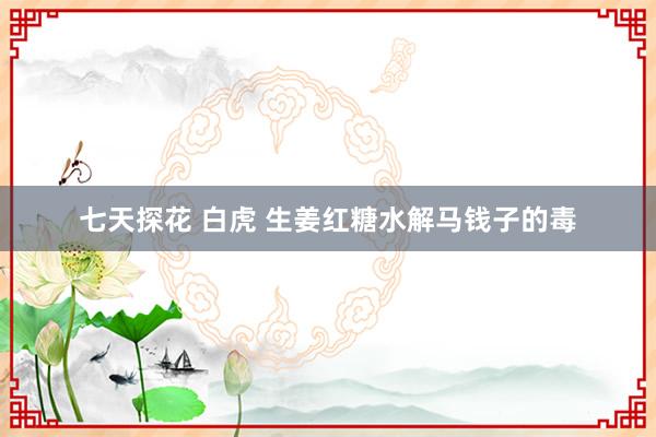 七天探花 白虎 生姜红糖水解马钱子的毒